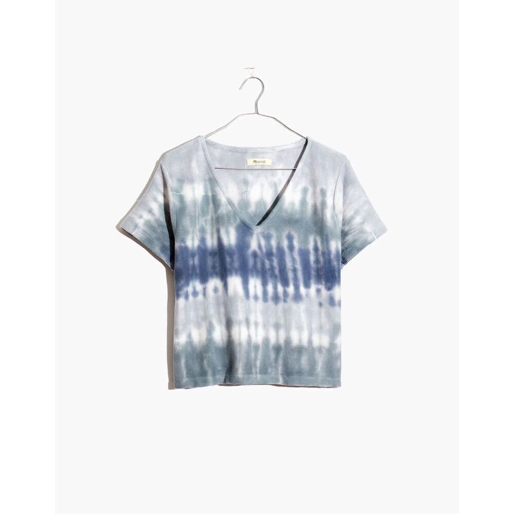 ✨Madewell Ottoman Jacquard V-Neck Setlist Boxy Sz XS Top in Tie-Dye✨